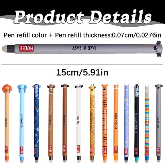 Clearance Sale! 1PC Animal Erasable Pen, Thermal Ink Retractable Cute Penguin Ballpoint Pen, Plastic, for Office & Home, (15cm, Penguin)