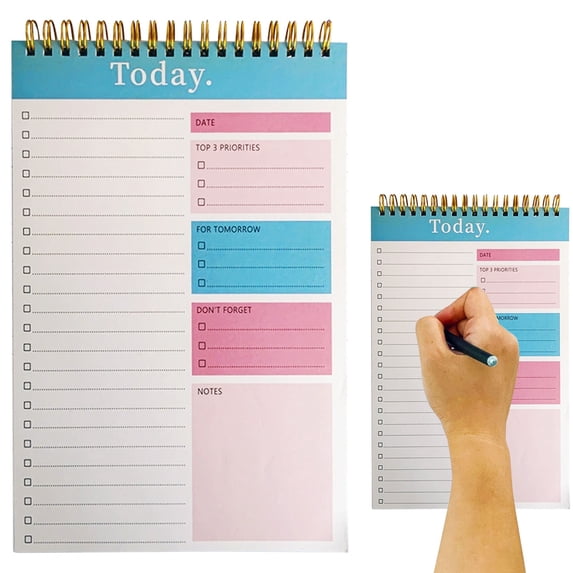 Clearance Sale! 1PC Daily Planner Notepad, Undated 52-Sheet To-Do List Organizer with Hourly Schedule, Paper, for Office & Home, (16x11.4cm, Blue)
