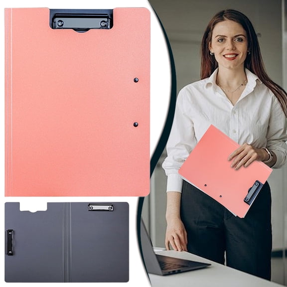 Clearance Sale! 1PC Document Folder with Fastening Clips, A4 Standard Size Organizer for Papers & Files, PP+Metal, for Office & Home, (49.7x32cm, Orange)