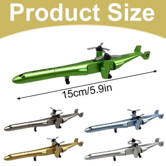 Clearance Sale! 1PC Helicopter Novelty Pen, Aircraft Shaped Ballpoint with Spinning Propeller, Plastic, for Office & Home, (15cm, C)