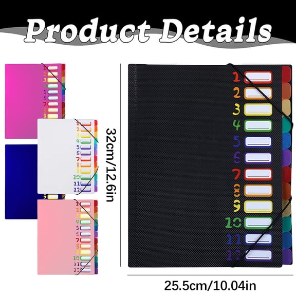 Clearance Sale! 1PC Multi-Pocket File Organizer, Rainbow Color Data Folder for Paper Storage, ABS, for Office & Home, (32x25cm, Pink)