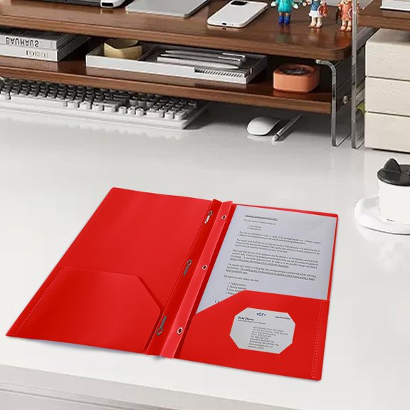 Clearance Sale! 1PC Plastic Pocket Folder, Letter Size Document Organizer with 2 Pockets, PP for Office & Home, (One Size, Red)