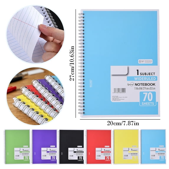 Clearance Sale! 1PC Spiral Notebook, Wide Ruled 70-Sheet Single Subject Journal for Writing, Paper, for Office & Home, (27x20cm, Black)