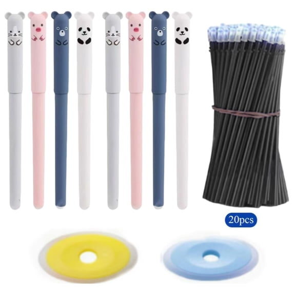 Clearance Sale! 1SET Erasable Writing Set, 8 Pens + 20 Refills + 2 Erasers for Students, Plastic, for Office & Home, (One Size, F)