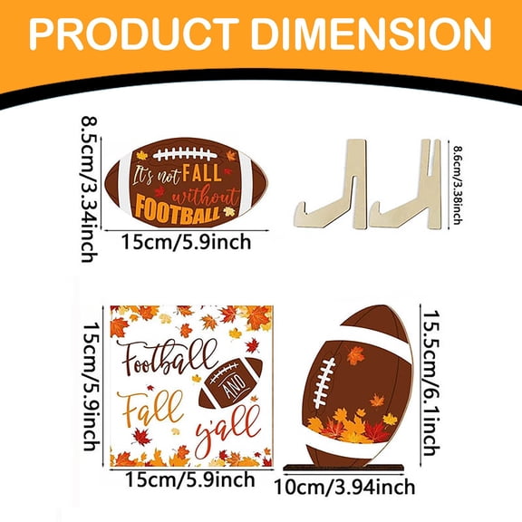 Clearance Sale | 3-Piece Fall Soccer Theme Wooden Tiered Tray Decor with Maple Leaves, Thanksgiving Table Centerpiece Set
