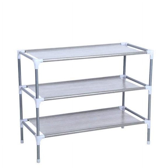 3-Tier Shoe Rack, Stackable & Adjustable Wire Grid Shoe Shelf Storage Organizer for Closet Bedroom Entryway