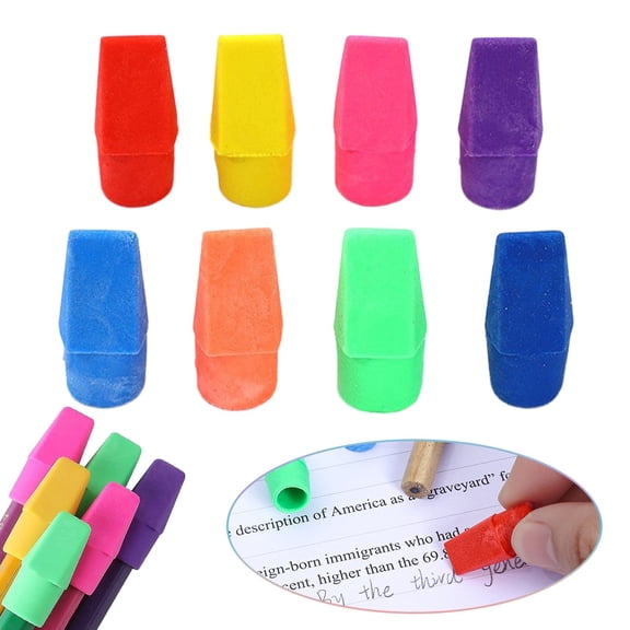 Clearance Sale! 30PCS Pencil Cap Erasers, Pencil Top Eraser Toppers for Writing & Drawing, Plastic, for Office & Home, (3x1cm, Assorted Colors)