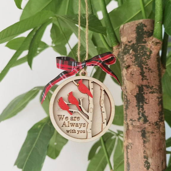 Clearance Sale!3Pcs Handmade Memorial Ornament with Cardinals- We are following with you,Wooden Red Cardinal Ornaments for Christmas Tree Decorations,Gifts
