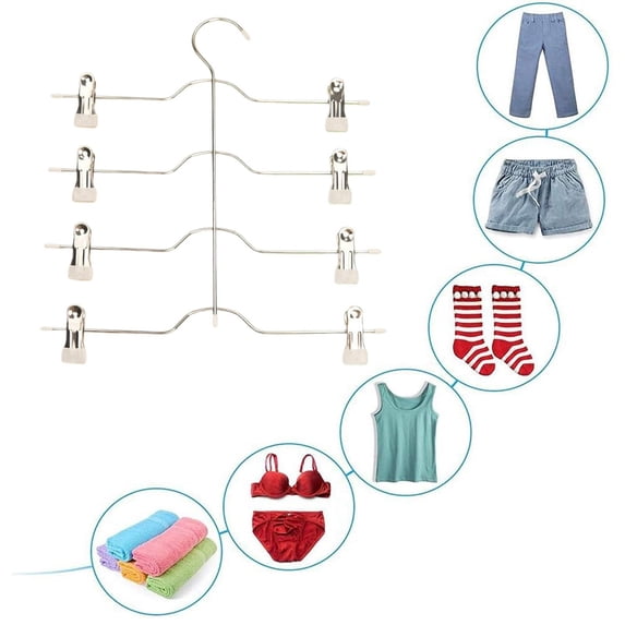 Clearance Sale 4-Tier Multi-Layer Skirt Hanger with Clips - Adjustable, Non-Slip, Space-Saving for Pants & Skirts