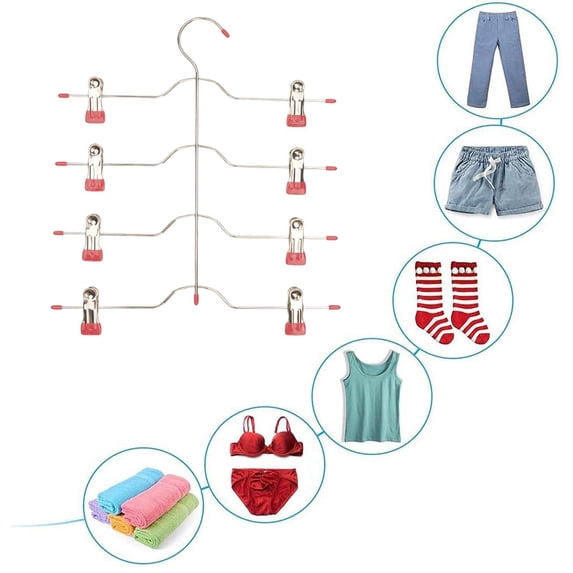 Clearance Sale 4-Tier Multi-Layer Skirt Hanger with Clips - Adjustable, Non-Slip, Space-Saving for Pants & Skirts