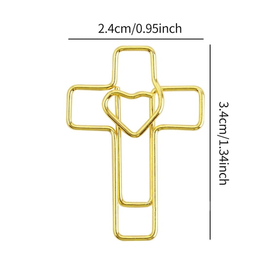 Clearance Sale! 50PACK Golden Paper Clips, Cross-Shaped Bookmark Clips for Journals & Bible Study, Stainless Steel, for Office & Home, (2.4x3.4cm, Gold)
