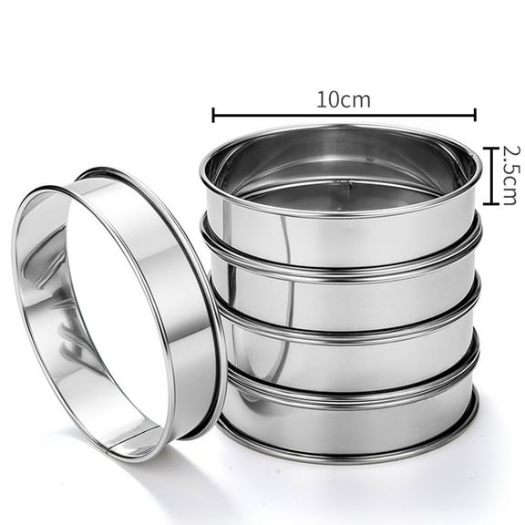 Clearance Sale！6 Pack 4 Inch Double Rolled English Rings Stainless Crumpet Rings Rings Round