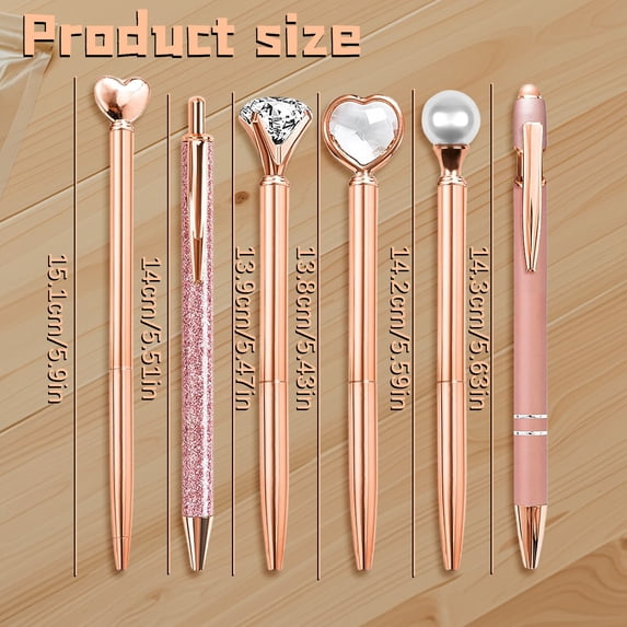 Clearance Sale! 6PACK Sparkly Diamond Pens, Retractable Ballpoint Pen Set for Daily Writing, Plastic, for Office & Home, (14cm, Purple)
