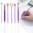 thumbnail image 1 of Clearance Sale! 6PCS Diamond Ballpoint Pen Set, Retractable Sparkly Pens for Writing & Gifting, Plastic, for Office & Home, (14cm, Purple), 1 of 6