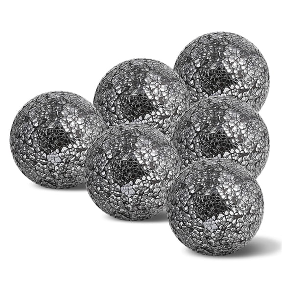 Clearance Sale!6pcs Mosaic Sphere Balls Set,2.4inch Decorative Orbs Table Centerpiece Balls,Round Glass Ball Mosaic Glass Orbs for Dining Coffee Table Decor,Vases Wedding Party-Black