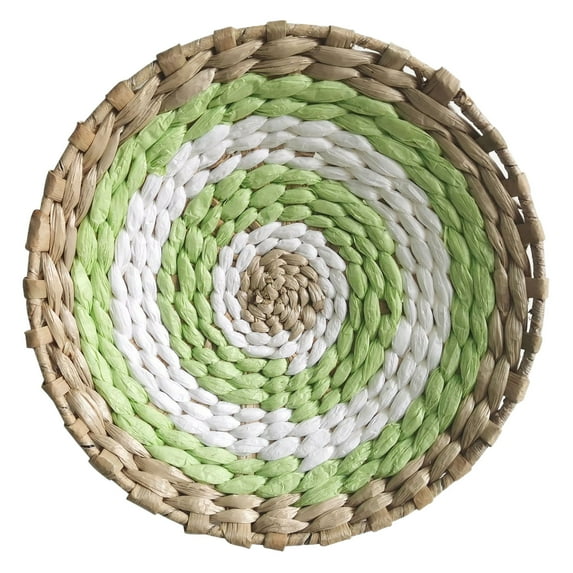 Clearance Sale!7.87Inch Handmade Hanging Wall Basket Decor - Round Natural Boho Woven Basket Wall Home Decor - Decorative Seagrass Bowl and Trays - Flat and Round Wicker Wall Décor