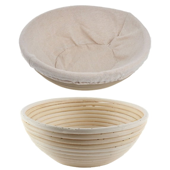 Clearance Sale!9 inch Round Banneton Brotform Bread Dough Proofing Rising Rattan Handmade Basket with Linen Liner Cloth,Banneton Bread Proofing Basket for Home Bakers- 22*8cm