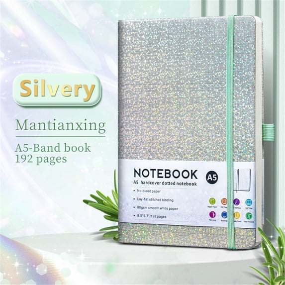 Clearance Sale A5 Glitter Hardcover Dotted Notebook, No-Flake Sparkle, Lay-Flat Binding, 80gsm No-Bleed Paper, for Journaling, Work & Daily Planning