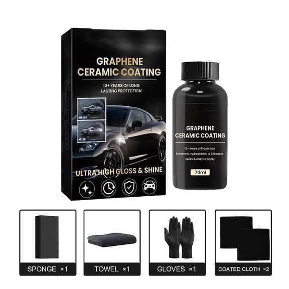 Clearance Sale - Advanced Graphene Ceramic Coating for Cars, Ceramic Car Auto Detailing kit (70ml), Long Lasting Protection, Ultra High Gloss, Apply After Car Wash & Paint Correction