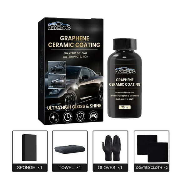 Clearance Sale - Advanced Graphene Ceramic Coating for Cars, Ceramic Car Auto Detailing kit (70ml), Long Lasting Protection, Ultra High Gloss, Apply After Car Wash & Paint Correction