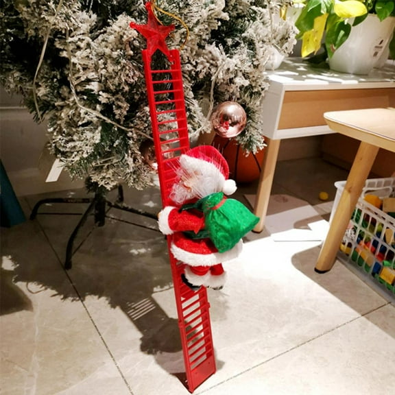 Clearance Sale! Animated Musical Santa Claus Electric Climbing Ladder Up Tree Christmas Decor