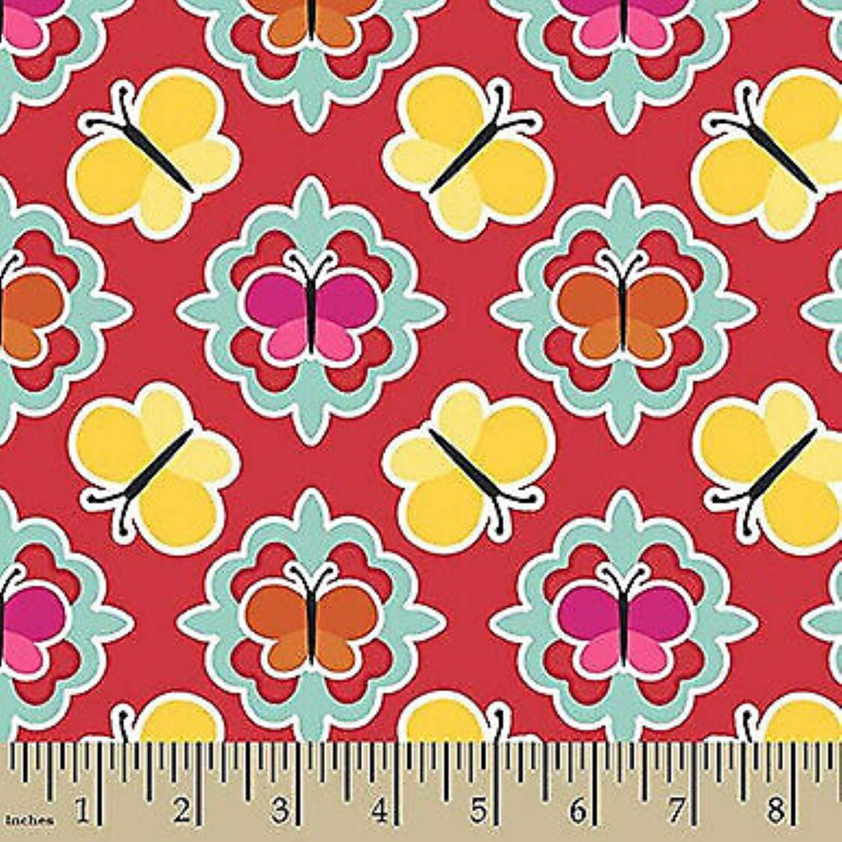 Colorful Butterfly Garden Cotton Fabric by the Yard
