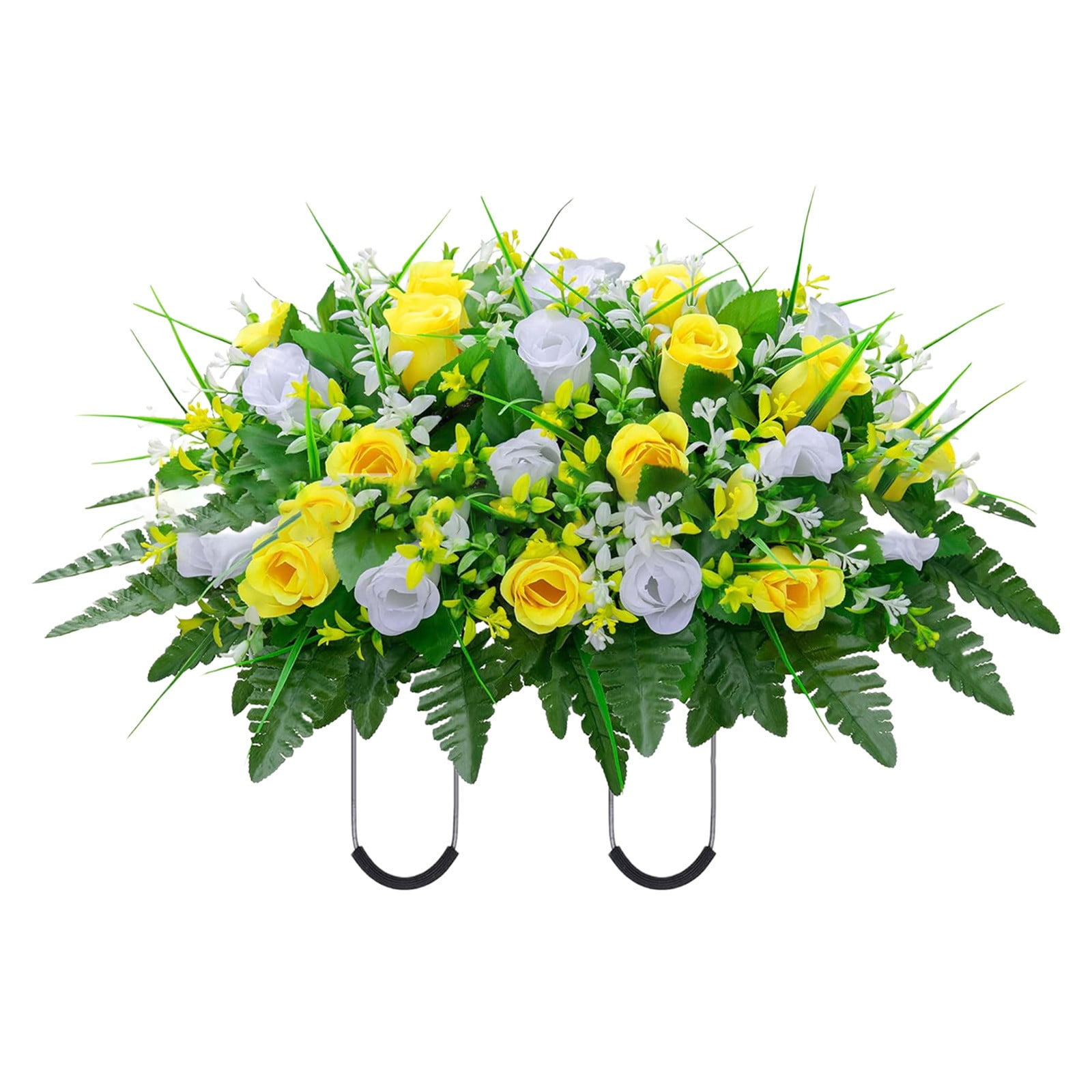 Clearance Sale Artificial Roses Flowers for Graves, Artificial Grave Flowers, Artificial Baby Breath Flower Bouquets Real Touch Flower, Grave Pots with Faux Plant, Spring Fake Plants, Grave Floral