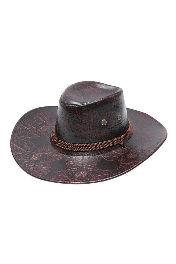 Cowboy Hat, Leather Cowboy Hats, Wide Brim Cowboy Hat, Western Hats, Coffee One Size