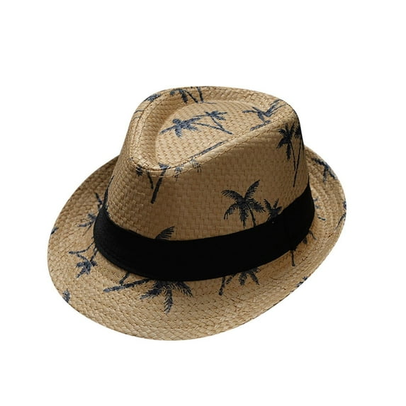 BKQCNKM Fedora Hats for Kids, Beach Hat, Kids Straw Hats, Sun Hat, Khaki One Size