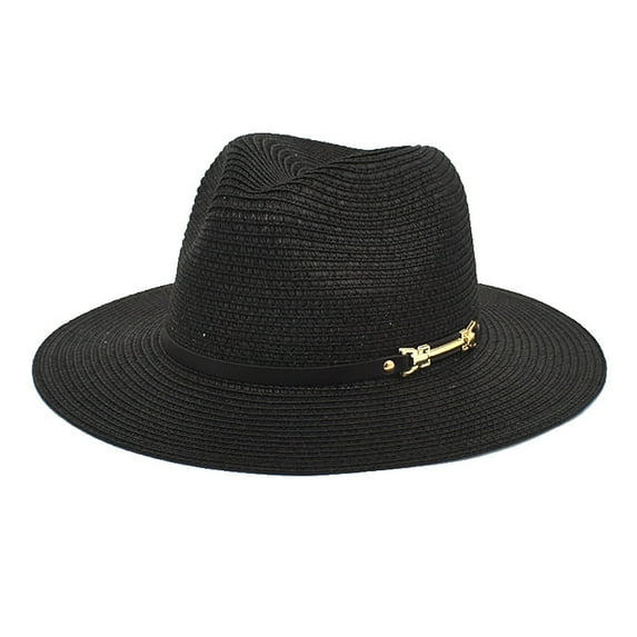 Clearance Sale!BKQCNKM Straw Bucket Hat, Sun Hat, Wide Brim Sun Hat, Women Beach Hat, Black One Size