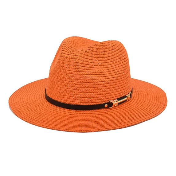 Clearance Sale!BKQCNKM Straw Bucket Hat, Sun Hat, Wide Brim Sun Hat, Women Beach Hat, Orange One Size
