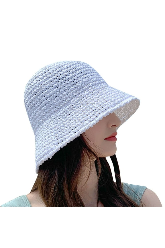 Straw Bucket Hat, Sun Hats, Wide Brim Sun Hat, Straw Beach Hat, White M