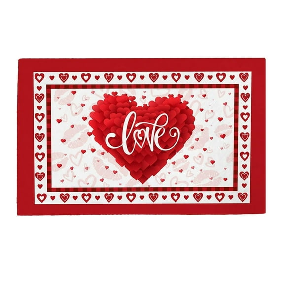 Clearance Sale Bath Mats, Hwkond Valentines Day Door Mat Valentines Welcome Mats Outdoor For Front Door Valentine Gnomes Love Hearts Gifts Non Slip Doormat,Multicolor,15.74x23.6in