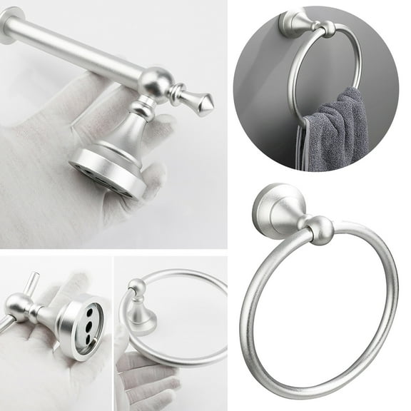 Clearance Sale!Bathroom Set Bathroom Towel Bar Towel Loop Coat Hook Towel Rack Bathroom Set Silver,Silver Household Hooks