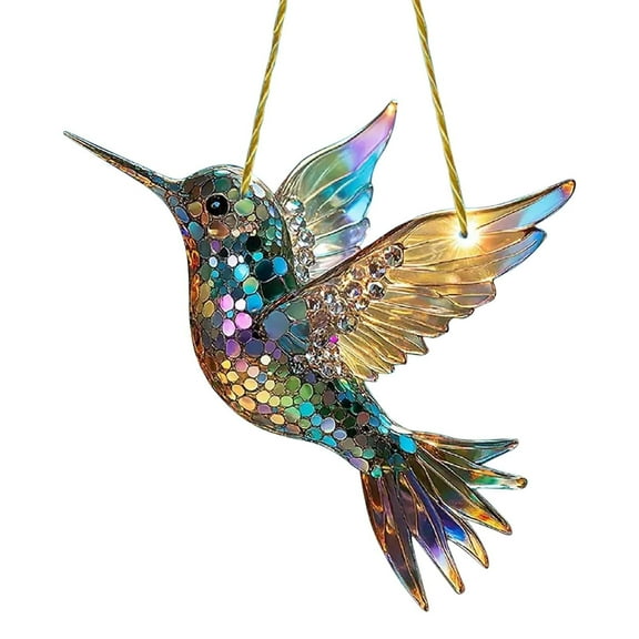 PLPPYFS Birds Sun Catcher, Hummingbird Suncatchers for Window Hanging, Acrylic Stain Glass Pattern Birds Christmas Decoration, Bird Sun Catchers Gifts for Women Men Bird Lovers
