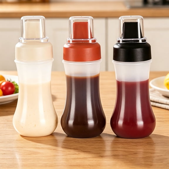 Clearance Sale!Black Kitchen Squeeze Sauce Dispenser Bottle, PE Plastic, Countertop Salad Dressing Storage Container