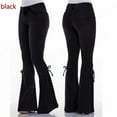 thumbnail image 1 of Clearance Sale! Bootcut Jeans Women's Mid-Waist Butt-Lifting Stretch Skinny Denim Pants Pocket Solid Lace Up Flared Trousers Bell Bottom Jeans Black Xs, 1 of 4
