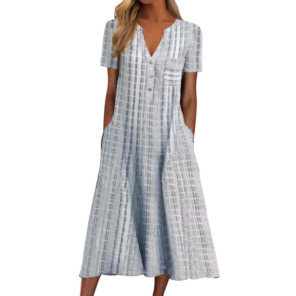 Bpxiofoy Long Dresses for Womenï¼Gray Dress for Womenï¼Floral Dress for Womenï¼Casual Dresses for Womenï¼Maxi Dress Gray 3Xl