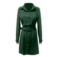 Clearance Sale! Bpxiofoy Shirt Dress，Green Dress，Long Sleeve Dress