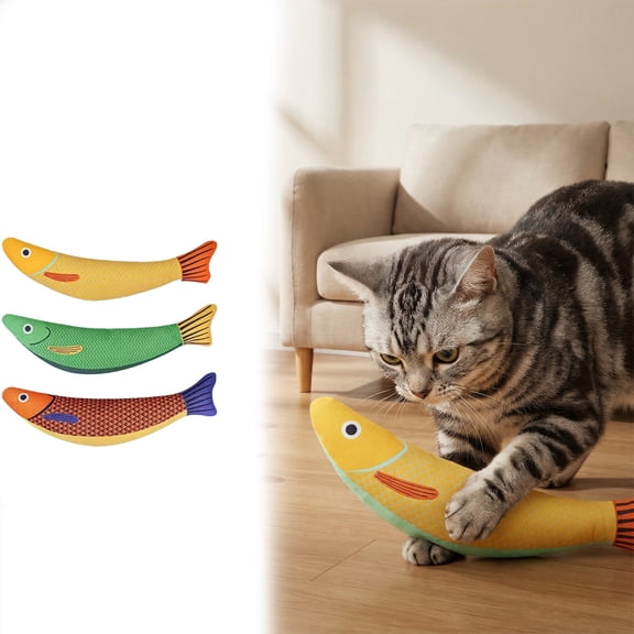 Cat Toys Saury Fish, Catnip Kickers set of 3, Catnip Crinkle Sound, Soft and Durable, Interactive Kitten Kicker for Indoor Kitty Exercise 9.4 Inches for All Breeds