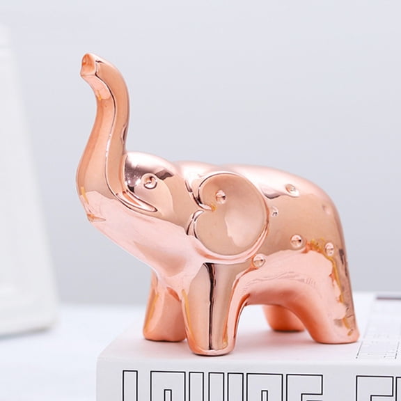 Clearance Sale!Ceramic Elephant Statue Animal Figurines Ornaments Home Decor,Rose Pink Good Luck Elephant Figurines,Modern Style Sculpture for Office Desktop Bookshelf Living Room