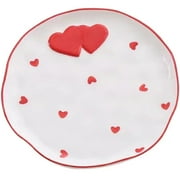 Clearance Sale Ceramic Plate for Home, Heart Pattern Dessert Plate, Elegant Fruit Dish for Kitchen and Dining Room, Decorative Tableware for Everyday Use and Special Occasions