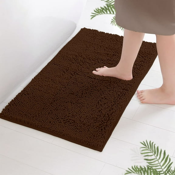 Clearance Sale!Chenille Bathroom Rug Mat 24"x16.5",Thick Soft Absorbent Bath Rugs,Non-Slip Plush Shaggy Bath Mat for Shower Floor,Machine Washable Rugs for Bathroom Decor,Brown