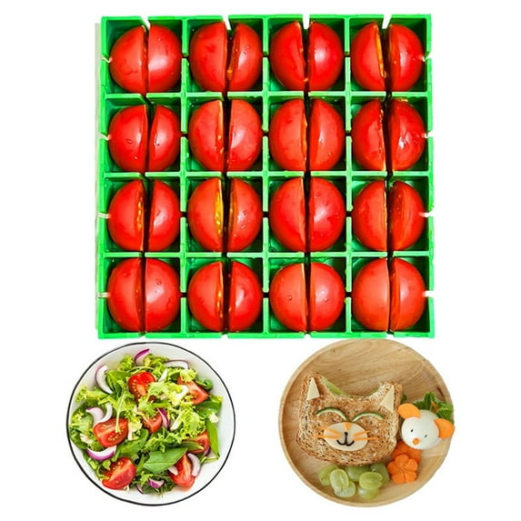Cherry Tomato Slicing Tool Grape Cutting Tool Grape Cherry Tomato Slicer Fruit Container Holder Cutter Dishwasher Food Grade Quarter Grape Slicer For Snacks Cutting 16 P