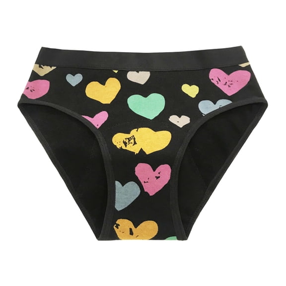 Clearance Sale! Children's First Cotton Panty with Leakproof Protection for Menstrual Use M Size Black