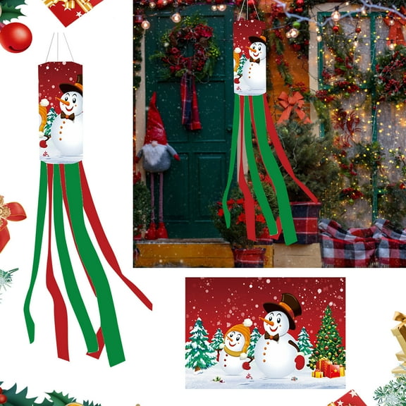 Clearance Sale! Christmas Windsock Flag Windsock Outdoor Hanging Decoration for Front Yard Patio Garden Party Christmas Decorations