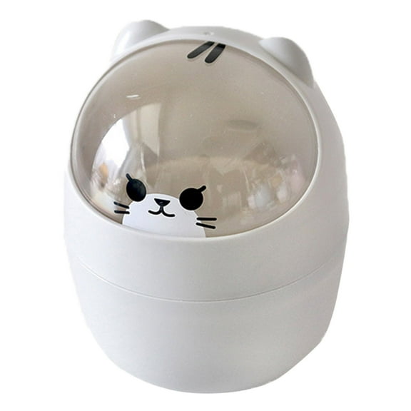 Clearance Sale! Cleaning Supplies, Cute Desktop Can Small Garbage Can With Flip Lid Cute Mini Desk Waste Portable Tabletop Dustbin Cartoon Animal Rubbish Storage For Kitchen Bedroom Desk Ca