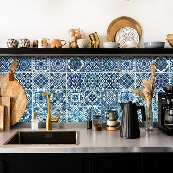 Clearance Sale!Clearance!24PCS Peel and Stick Backsplash Tiles for Kitchen Black and White Stick on Backsplash Kitchen Backsplash Contact Paper Kitchen Wallpaper Self Adhesive Removable Wallpaper