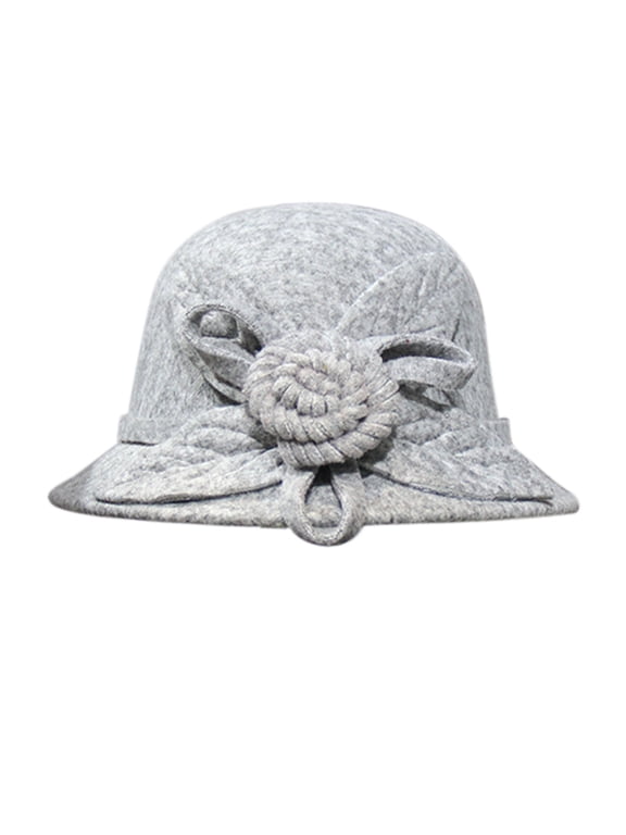 Fascinators Hats for Women Women's Autumn And Winter Flowers Round Top Casual Fisherman's Basin Cap Small Bowler Hat