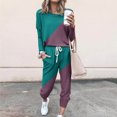 thumbnail image 1 of Clearance Sale Colorblock Lounge Sets for Women 2 Piece 2023,Womens Two Piece Outfits Plain Jogger Set Long Sleeve Sweatshirt and Drawstring Long Pants with Pockets, 1 of 5